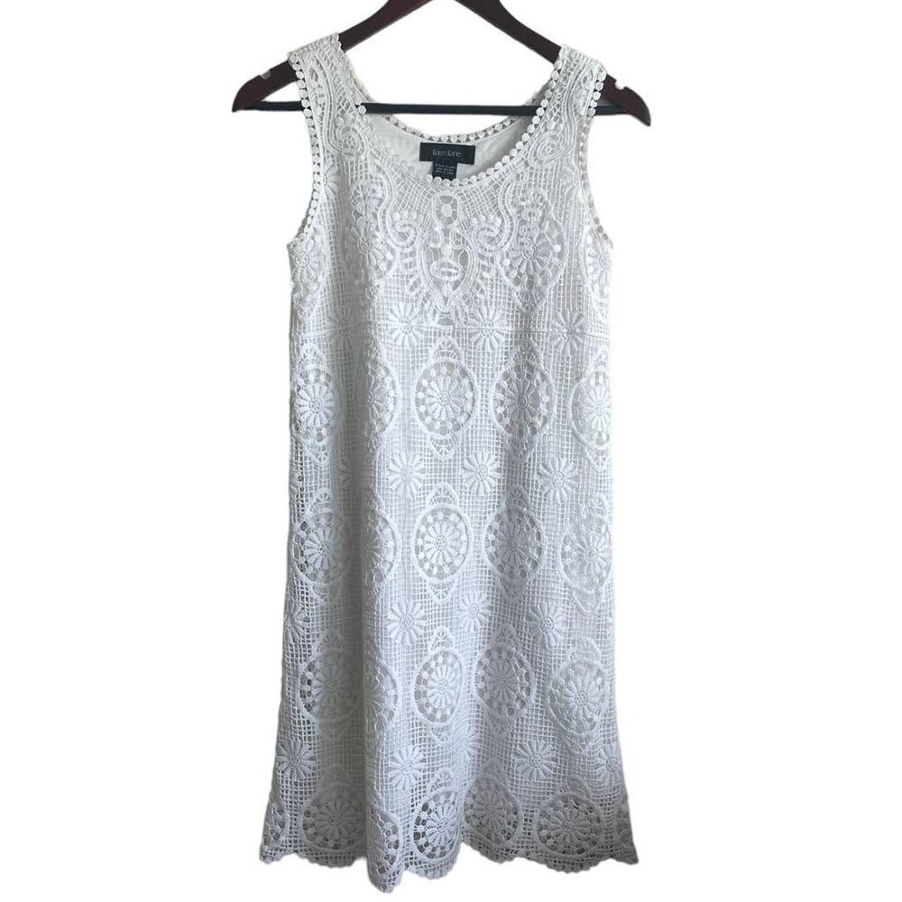 Karen Kane Women Boho Coastal Crochet Lace Mini Dress S Beachy White Sleeveless